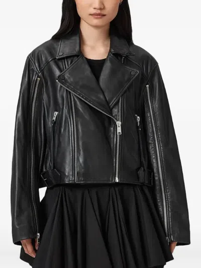 Allsaints Masone Leather Biker Jacket In Black