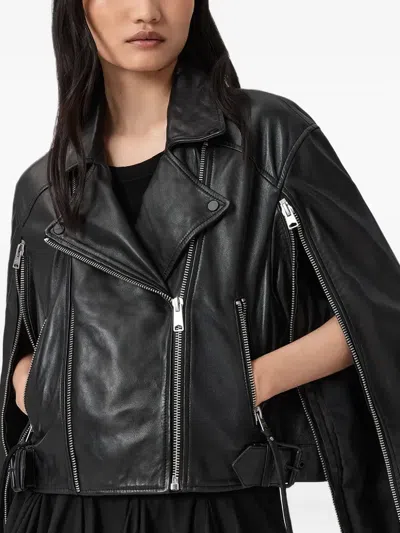 Allsaints Masone Leather Biker Jacket In Black