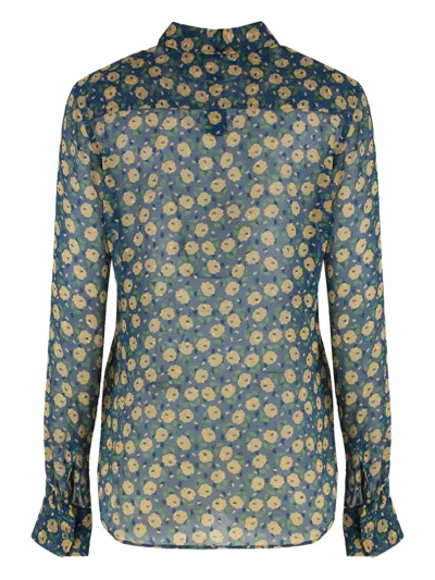 Aspesi Floral Print Long Sleeve Shirt In Multi