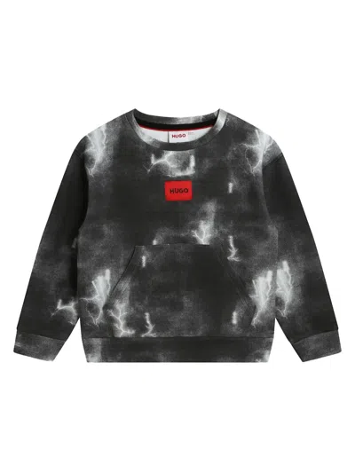 Hugo Boss Tie-dye Print Sweatshirt In Black