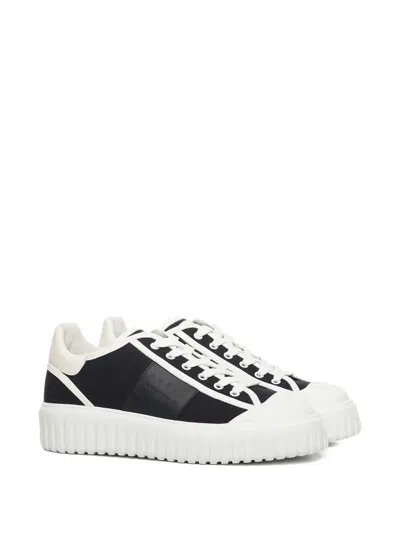 Hogan H-stripes Logo-detail Lace-up Sneakers In Black
