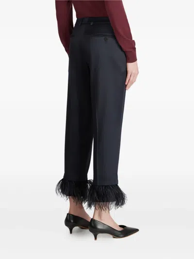 Incotex Feather-trim Trousers In Black