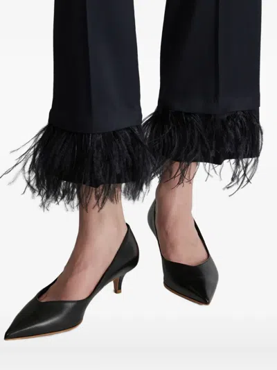 Incotex Feather-trim Trousers In Black