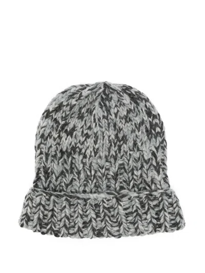 Ganni Knitted Hat In Gray