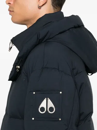 Moose Knuckles Hooded Padded Jacket In Blue