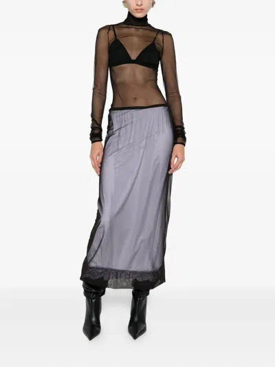 Msgm Mesh Maxi Skirt In Black