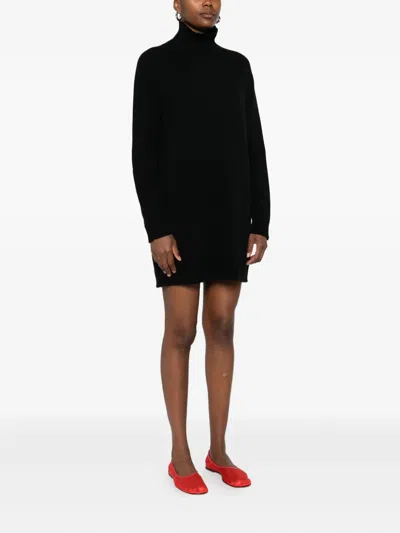Eric Bompard High-neck Cashmere Mini Dress In Black
