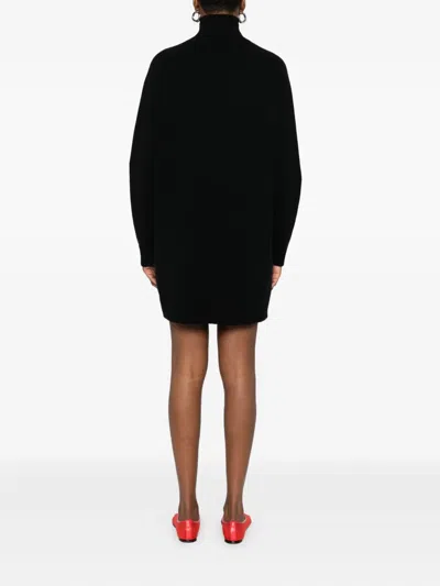 Eric Bompard High-neck Cashmere Mini Dress In Black