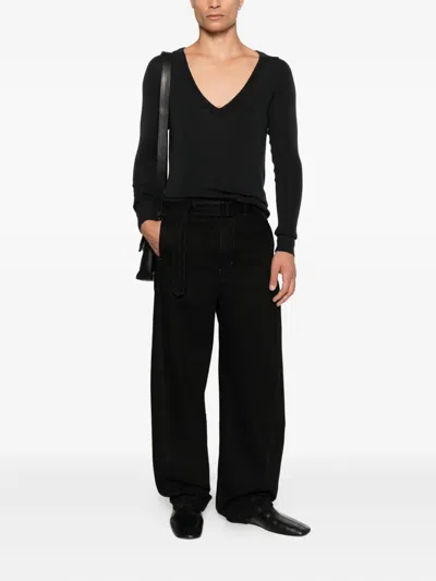 Lemaire V-neck Top In Black