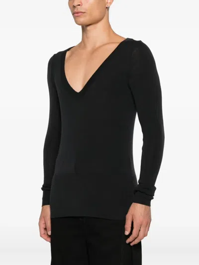 Lemaire V-neck Top In Black