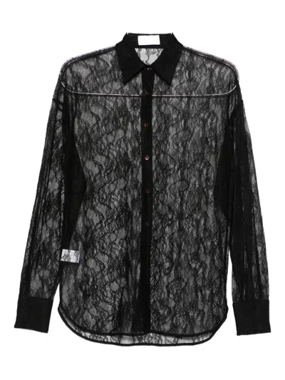 The Nina Studio Lace Shirt With Buttons In Black