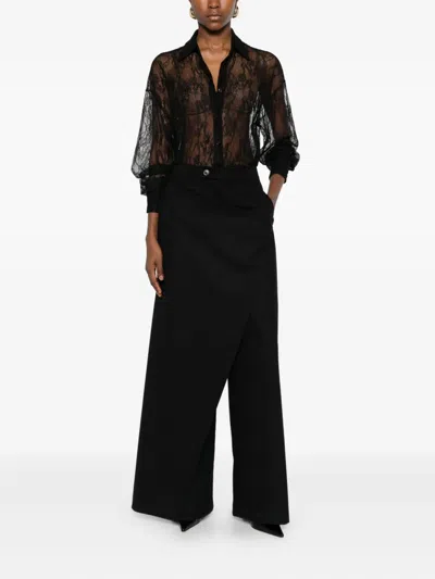 The Nina Studio Lace Shirt With Buttons In Black