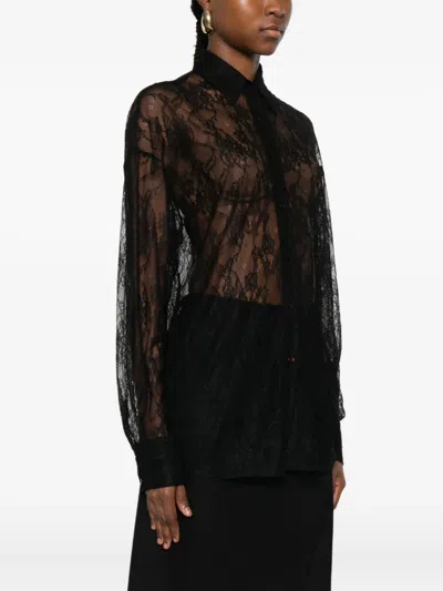 The Nina Studio Lace Shirt With Buttons In Black