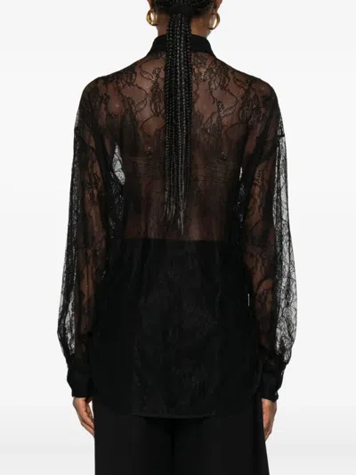 The Nina Studio Lace Shirt With Buttons In Black