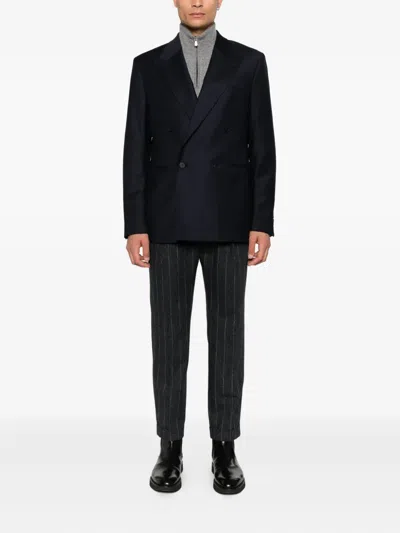 Manuel Ritz Peak-lapel Double-breasted Blazer In Black