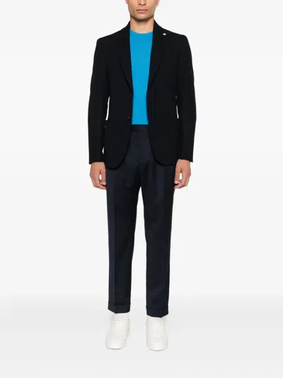Manuel Ritz Herringbone-weave Single-breasted Blazer In Black