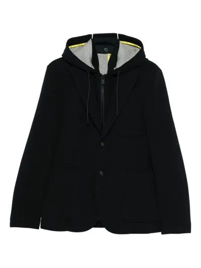 Manuel Ritz Hooded Pinstripe Blazer In Black