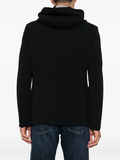 Manuel Ritz Hooded Pinstripe Blazer In Black