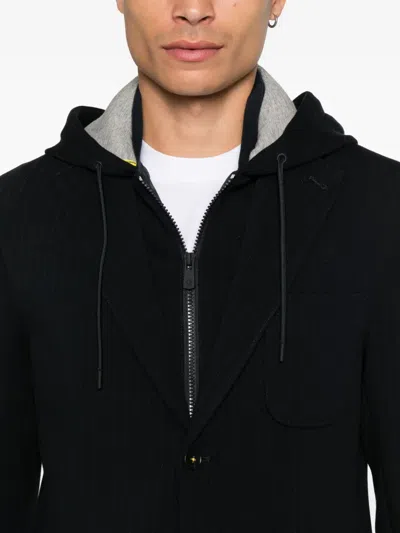 Manuel Ritz Hooded Pinstripe Blazer In Black