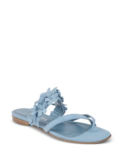 Manolo Blahnik Fiosa Flowers-embellishment Sandals In Blue