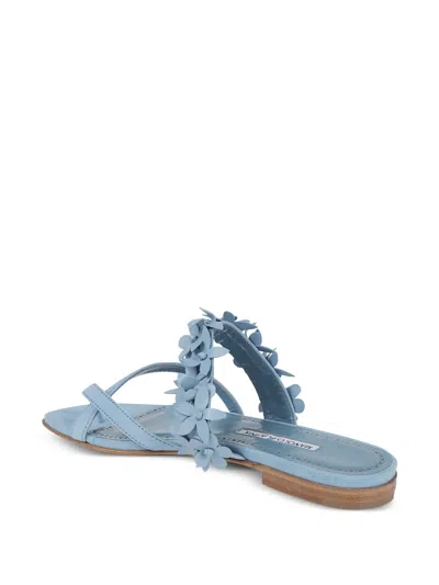 Manolo Blahnik Fiosa Flowers-embellishment Sandals In Blue