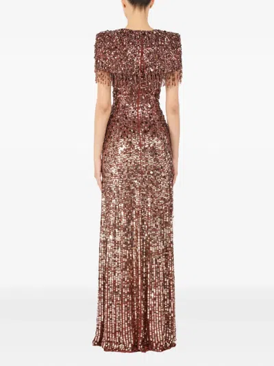 Jenny Packham Eugenie Sequin Fringed Maxi Dress In Multi