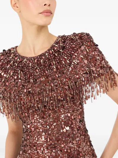 Jenny Packham Eugenie Sequin Fringed Maxi Dress In Multi