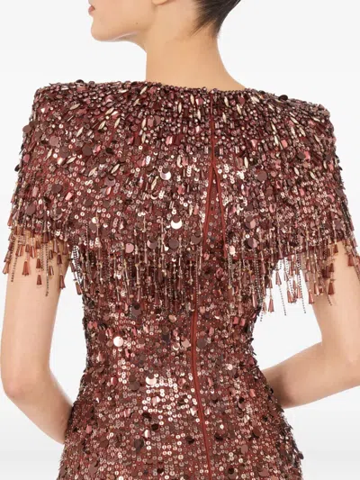 Jenny Packham Eugenie Sequin Fringed Maxi Dress In Multi