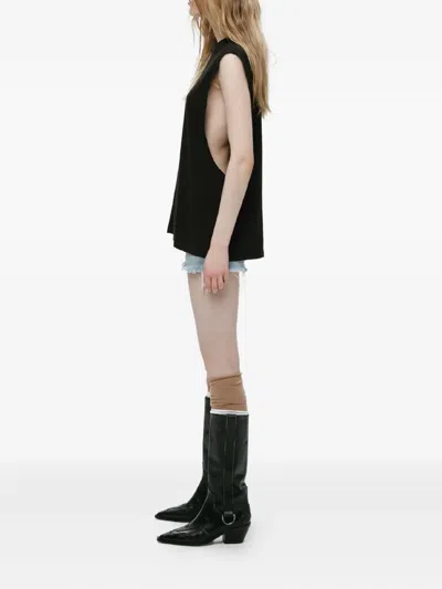 Mainless Sleeveless Distressed T-shirt In Black