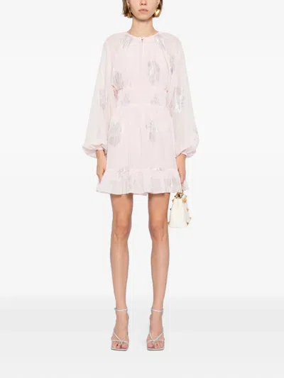Cynthia Rowley Silk Lurex Dolman Sleeve Mini Dress In Pink