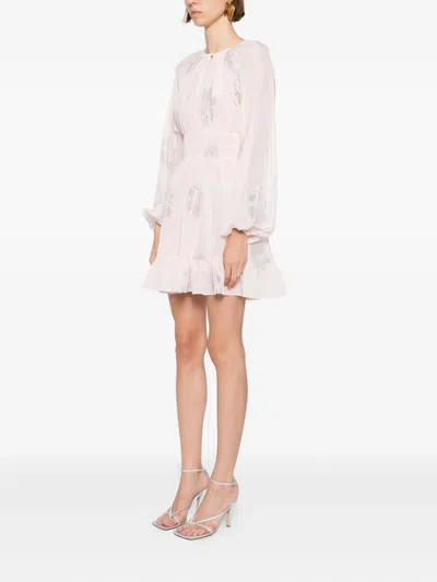 Cynthia Rowley Silk Lurex Dolman Sleeve Mini Dress In Pink