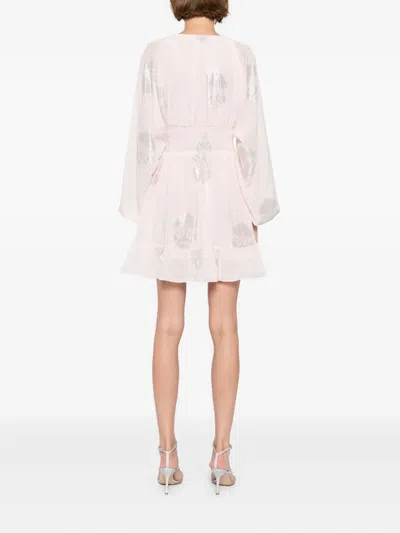 Cynthia Rowley Silk Lurex Dolman Sleeve Mini Dress In Pink