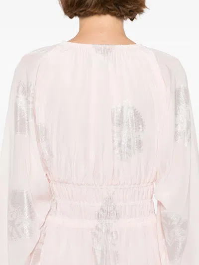 Cynthia Rowley Silk Lurex Dolman Sleeve Mini Dress In Pink
