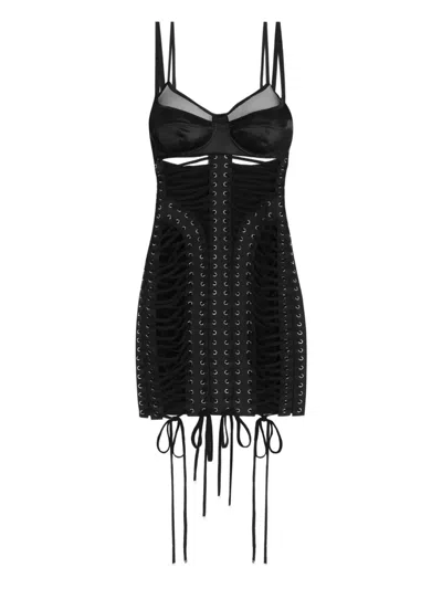 Dolce & Gabbana Short Silk And Viscose Dress In Black