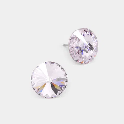 Fashnzfab 15mm Genuine Crystal Stud Earrings In Purple