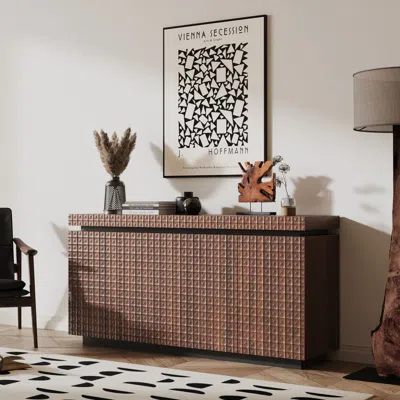 Streamdale Furniture Streamdale Modern 4-door Sideboard Buffet Cabinet (brown) In Brown