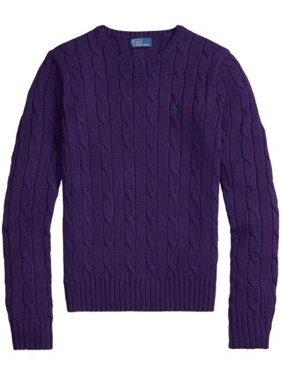 Polo Ralph Lauren Cashmere Pullover Sweater With Ribbed Details In Purple