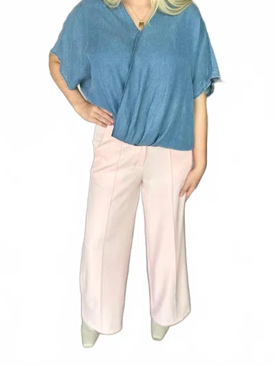 She + Sky Wide Leg Woven Pants With Pintuck And Pockets In Rose In Multi