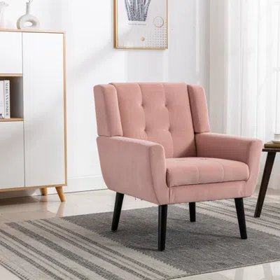 Streamdale Furniture Streamdale Modern Soft Velvet Material Ergonomics Accent Chair Living Room In Pink