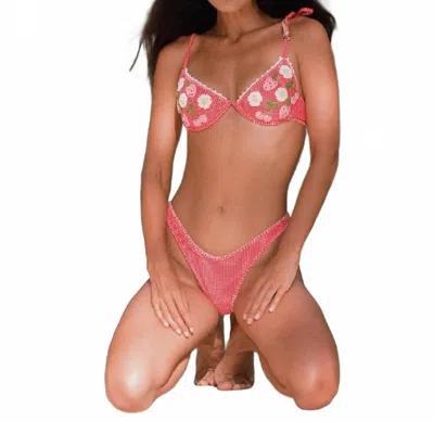 Capittana Women's Miri Fruits Bikini Bottom In Pink In Pink