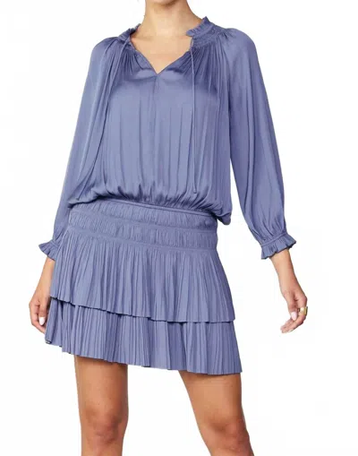 Current Air Aurelie Pleated Mini Dress In Blue In Blue