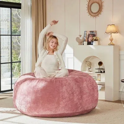 Streamdale Furniture Streamdale 4ft Memory Foam Bean Bag Chair - Soft Flannel Cover In Pink