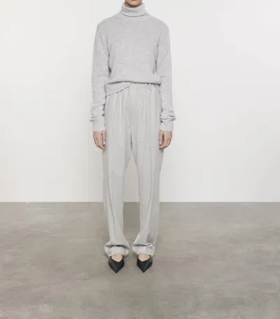 Enza Costa Cashmere Easy Long Sleeves Crew Neck Top In Heather Grey In Gray