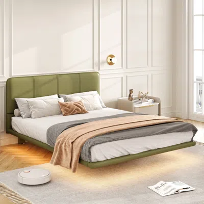 Streamdale Furniture Streamdale Led Floating Bed Frame Full Size In Green