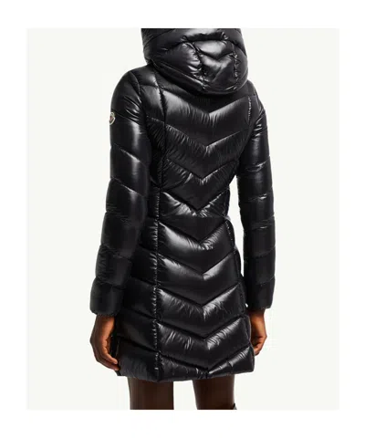 Moncler Marus Hooded Geometric-quilted Long Down Jacket In Black