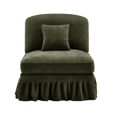 Streamdale Furniture Streamdale Armless Sofa Chenille W/1 Pillow -green In Green