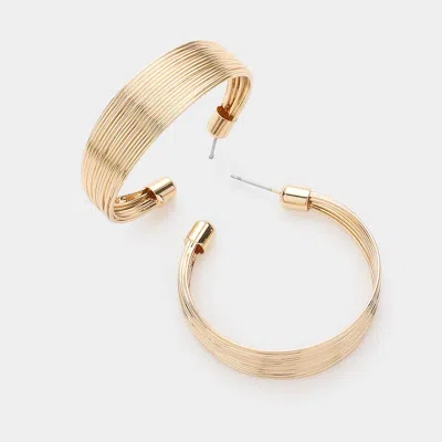 Fashnzfab Metal Wire Stacked Hoop Earrings - Gold In Gold