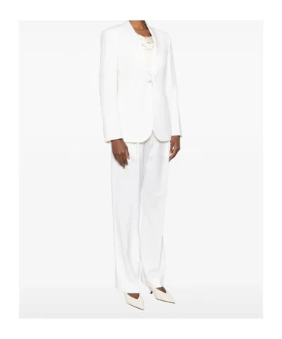 Max Mara Long-sleeved Suit Jacket In White