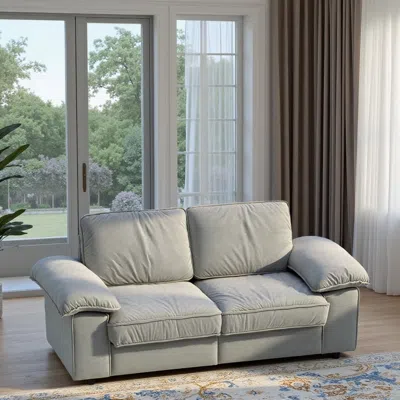 Streamdale Furniture Streamdale Green Velvet 79" Storage Loveseat - Modern Small Space Sofa In Gray