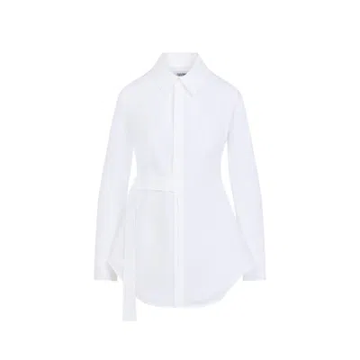 Jean Paul Gaultier Tailored Wrap Shirt With Silhouette In White